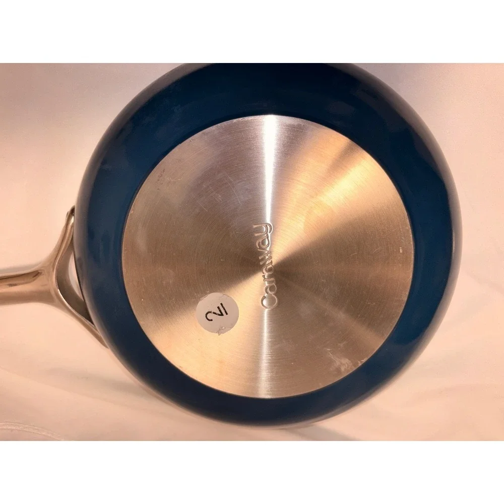 Caraway Non-Stick Ceramic Fry Pan Navy Blue Stainless Steel Handle 10.5 Inch